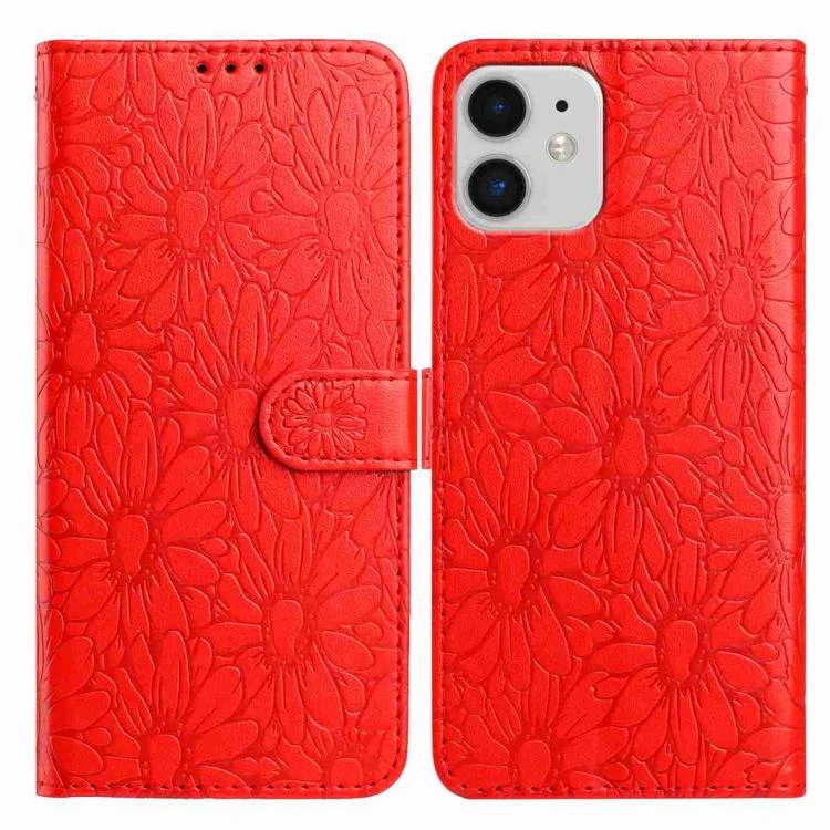 EDA007982121A.webp Daisy Embossed Leather Phone Case, For iPhone 11, For iPhone 11 Pro - Image 1