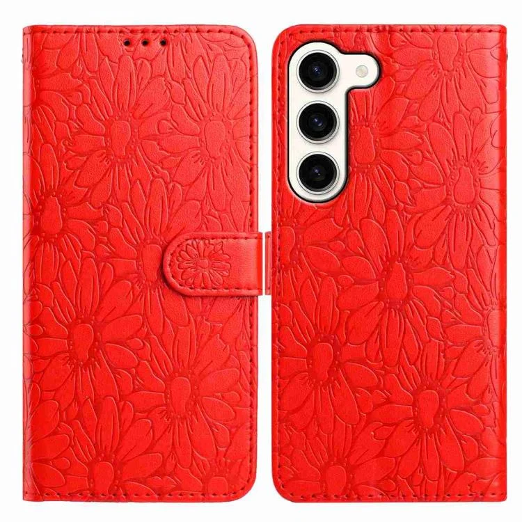 Daisy Embossed Leather Phone Case, For Samsung Galaxy S23+ 5G, For Samsung Galaxy S23 5G