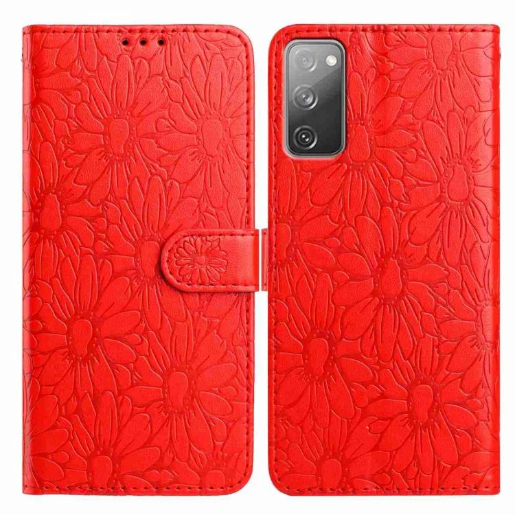 Daisy Embossed Leather Phone Case, For Samsung Galaxy S20 FE 5G, For Samsung Galaxy S20 Ultra 5G