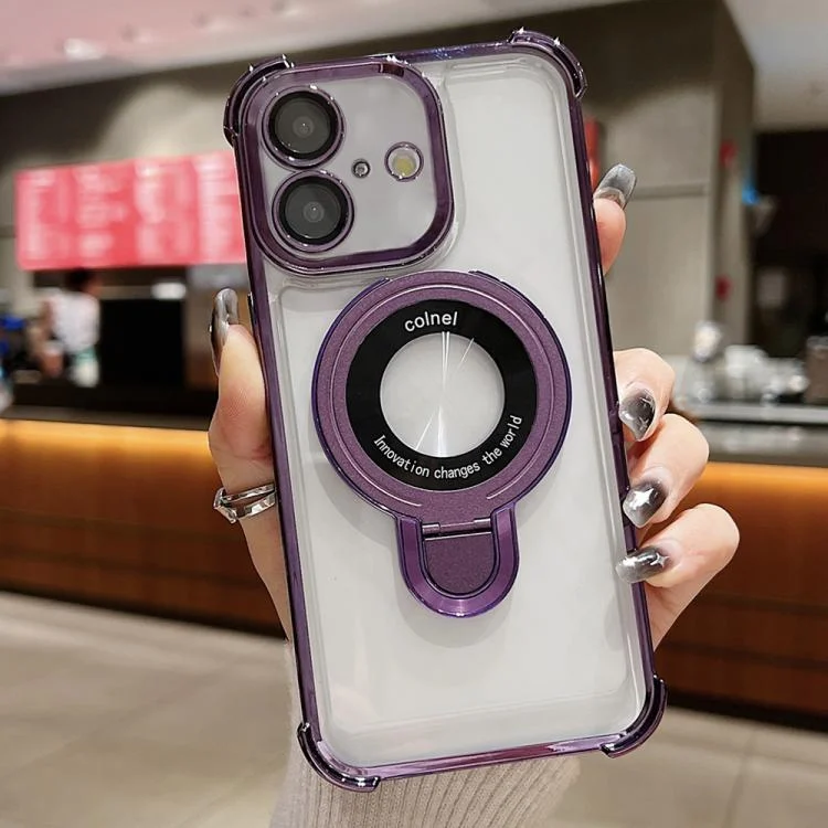 Space Shield MagSafe Holder Shockproof Phone Case, For iPhone 16, For iPhone 15 Pro Max, For iPhone 15 Pro