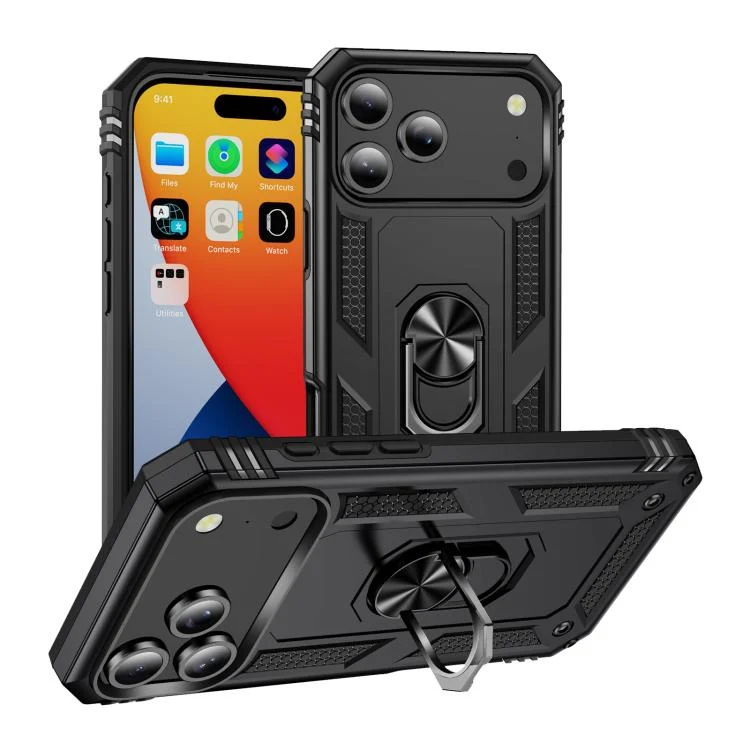 Shockproof TPU Hybrid PC Phone Case with Holder, For iPhone 17 Pro Max, For iPhone 17 Pro
