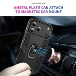 Shockproof TPU Hybrid PC Phone Case with Holder, For iPhone 17 Pro Max, For iPhone 17 Pro - Image 4
