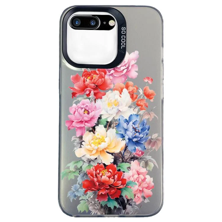 Flower Series Color Silver TPU Hybrid PC Phone Case, For iPhone 8 Plus / 7 Plus