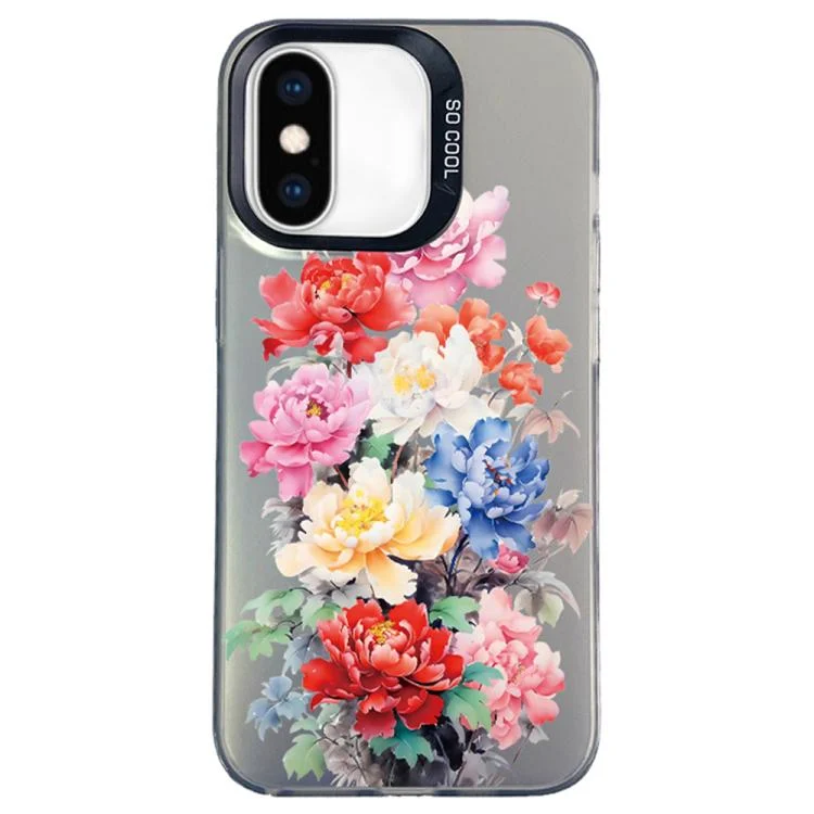 Flower Series Color Silver TPU Hybrid PC Phone Case, For iPhone XS Max