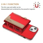 Zipper Horizontal Magnetic Card Bag RFID MagSafe Phone Case, For iPhone 15 Plus, For iPhone 15, For iPhone 14 Plus - Image 2