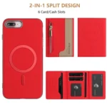 Zipper Horizontal Magnetic Card Bag RFID MagSafe Phone Case, For iPhone 8 Plus / 7 Plus, For iPhone 8 / 7 / 6 - Image 3