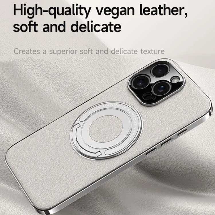EDA0080244_B3.webp Plain Leather Hybrid Metal Holder MagSafe Phone Case, For iPhone 16 Pro Max, For iPhone 16 Pro, For iPhone 16, For iPhone 15 Pro Max - Image 4