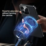 Plain Leather Hybrid Metal Holder MagSafe Phone Case, For iPhone 16 Pro Max, For iPhone 16 Pro, For iPhone 16, For iPhone 15 Pro Max - Image 5