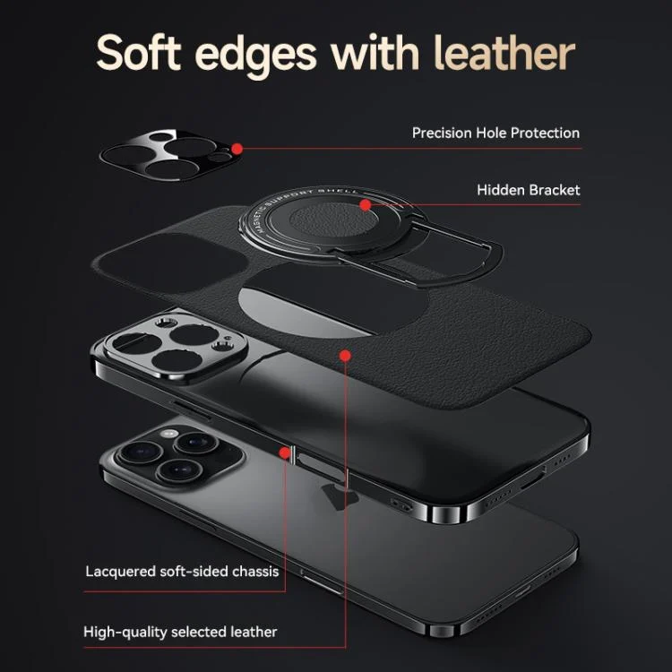 EDA0080244_B5.webp Plain Leather Hybrid Metal Holder MagSafe Phone Case, For iPhone 16 Pro Max, For iPhone 16 Pro, For iPhone 16, For iPhone 15 Pro Max - Image 6