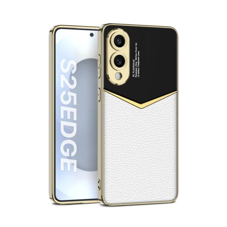 GKK Plating Soft TPU + Leather Full Coverage Phone Case without Pen, For Samsung Galaxy S25 Edge 5G
