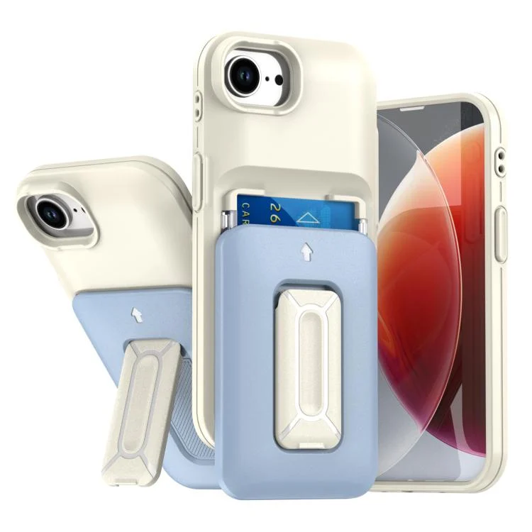 Sliding Card Holder Integrated Phone Case with Kickstand, For iPhone 16e, For iPhone 16 Pro Max