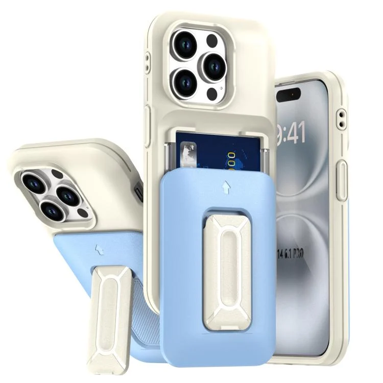 Sliding Card Holder Integrated Phone Case with Kickstand, For iPhone 14 Pro, For iPhone 14 Pro Max