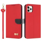 Metal Bow Leather Phone Case with Hand Strap, For iPhone 11 Pro Max, For iPhone 11, For iPhone 11 Pro