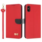 Metal Bow Leather Phone Case with Hand Strap, For iPhone X / XS, For iPhone XR, For iPhone XS Max