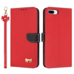 Metal Bow Leather Phone Case with Hand Strap, For iPhone 7 Plus / 8 Plus