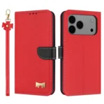 Metal Bow Leather Phone Case with Hand Strap, For iPhone 17 Pro Max, For iPhone 17 Pro, For iPhone 17