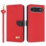 Metal Bow Leather Phone Case with Hand Strap, For iPhone 17 Air, For iPhone 16e, For iPhone 16 Pro Max