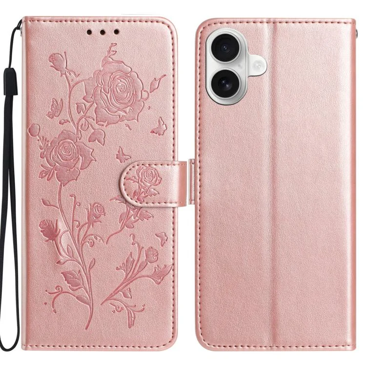 Rose Flower Embossing Pattern Leather Phone Case, For iPhone 17, For iPhone 17 Air
