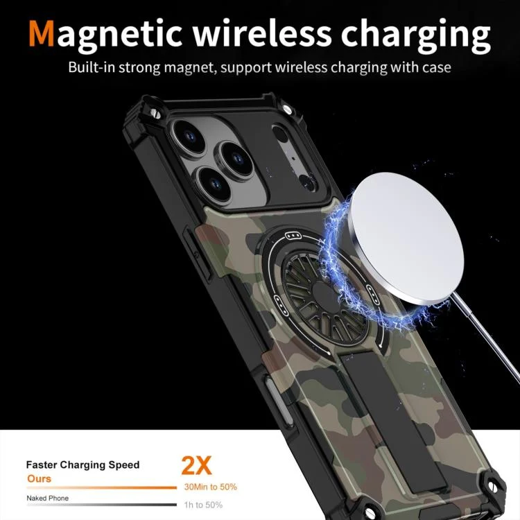 EDA008112018A_2.webp Camouflage Kickstand Rotating Shaft MagSafe Phone Case, For iPhone 12 / 12 Pro, For iPhone 12 Pro Max - Image 3