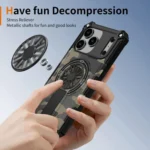 Camouflage Kickstand Rotating Shaft MagSafe Phone Case, For iPhone 11 - Image 4
