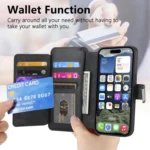 CaseNeo MagSafe RFID Anti-theft Zipper Wallet Retro Leather Phone Case, For iPhone 16, For iPhone 14 - Image 8