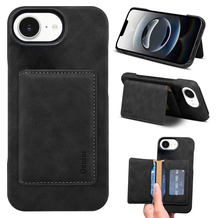 Denior D27 Retro Texture RFID MagSafe Photo Frame Card-slot Phone Case, For iPhone 16e, For iPhone 16 Pro Max, For iPhone 16 Pro, For iPhone 16 Plus, For iPhone 16, For iPhone 15 Pro Max