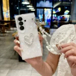 Pearlescent Shell Texture Heart Pattern Phone Case with Bracelet, For Samsung Galaxy Z Fold7 5G, For Samsung Galaxy Z Flip7 5G - Image 2