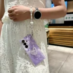 Pearlescent Shell Texture Heart Pattern Phone Case with Bracelet, For Samsung Galaxy Z Fold7 5G, For Samsung Galaxy Z Flip7 5G - Image 3