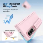 Film Integrated Lens Frame Bracket Phone Case with Wristband, For Samsung Galaxy Z Fold4 - Image 2