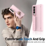 Film Integrated Lens Frame Bracket Phone Case with Wristband, For Samsung Galaxy Z Fold4 - Image 10