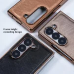 Bamboo Fiber Texture + Flannel Phone Case with Tempered Film, For Samsung Galaxy Z Fold7 5G, For Samsung Galaxy Z Fold6 5G, For Samsung Galaxy Z Fold5, For Samsung Galaxy Z Fold4 - Image 4