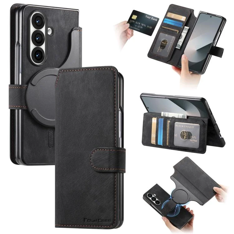 CaseNeo MagSafe RFID Anti-theft Retro Leather Phone Case, For Samsung Galax Z Fold7 5G