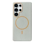 Thin Circle MagSafe Litchi Grain TPU Phone Case, For Samsung Galaxy S24 Ultra 5G