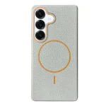Thin Circle MagSafe Litchi Grain TPU Phone Case, For Samsung Galaxy S25 5G