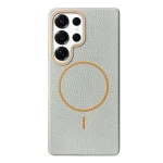 Thin Circle MagSafe Litchi Grain TPU Phone Case, For Samsung Galaxy S25 Ultra 5G