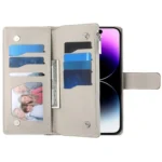 Stitching Multi-card Zipper Wallet Leather Phone Case with Short Strap, For iPhone 14 Pro, For iPhone 14 Pro Max, For iPhone SE 2022 / SE 2020 / 8 / 7 - Image 4