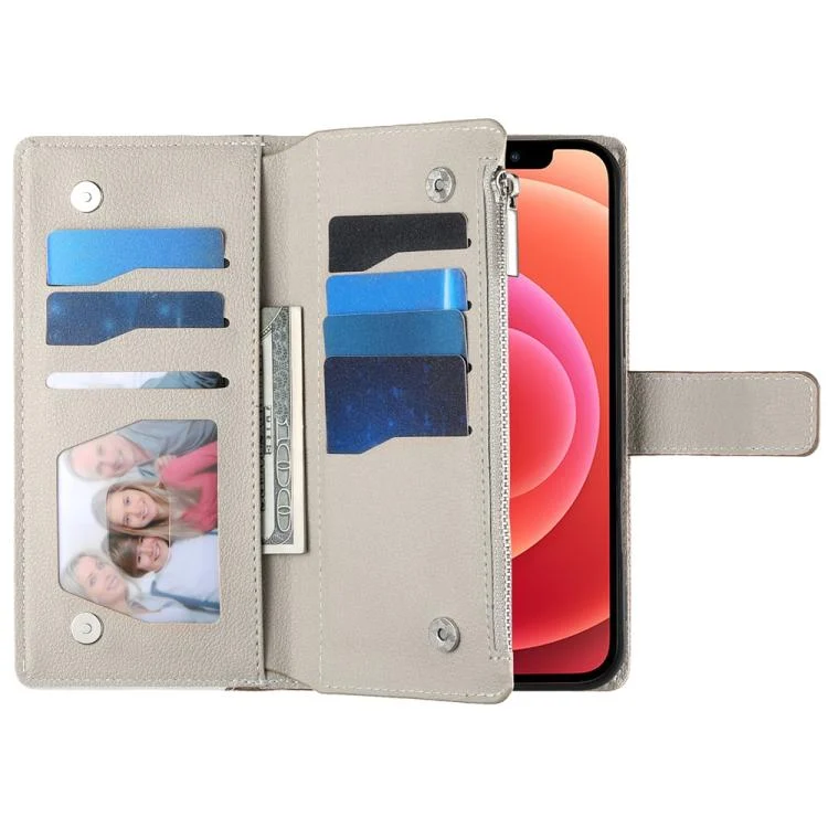 EDA008188918A_3.webp Stitching Multi-card Zipper Wallet Leather Phone Case with Short Strap, For iPhone 12 / 12 Pro, For iPhone 12 Pro Max, For iPhone 12 mini - Image 4
