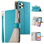 Stitching Multi-card Zipper Wallet Leather Phone Case with Short Strap, For iPhone 11 Pro Max, For iPhone 11, For iPhone 11 Pro