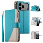 Stitching Multi-card Zipper Wallet Leather Phone Case with Short Strap, For iPhone 17 Pro Max, For iPhone 17 Pro, For iPhone 17