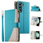 Stitching Multi-card Zipper Wallet Leather Phone Case with Short Strap, For Samsung Galaxy S22+ 5G, For Samsung Galaxy S22 5G, For Samsung Galaxy S21 FE 5G
