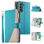 Stitching Multi-card Zipper Wallet Leather Phone Case with Short Strap, For Samsung Galaxy S21 5G, For Samsung Galaxy S21+ 5G, For Samsung Galaxy S21 Ultra 5G