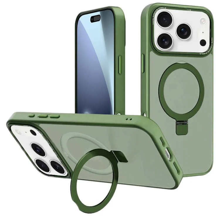 Kalebol Metal Lens Frame MagSafe Holder Frosted PC Phone Case, For iPhone 17 Pro Max, For iPhone 17 Pro