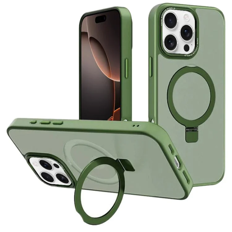 Kalebol Metal Lens Frame MagSafe Holder Frosted PC Phone Case, For iPhone 16 Pro Max, For iPhone 16 Pro