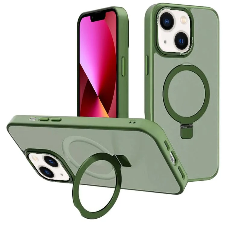 Kalebol Metal Lens Frame MagSafe Holder Frosted PC Phone Case, For iPhone 13