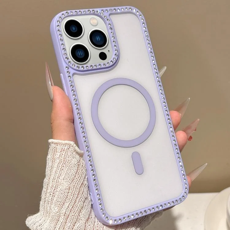 Large Lens Hole Rhinestone Frame MagSafe Phone Case, For iPhone 12 Pro, For iPhone 12 mini, For iPhone 11 Pro Max