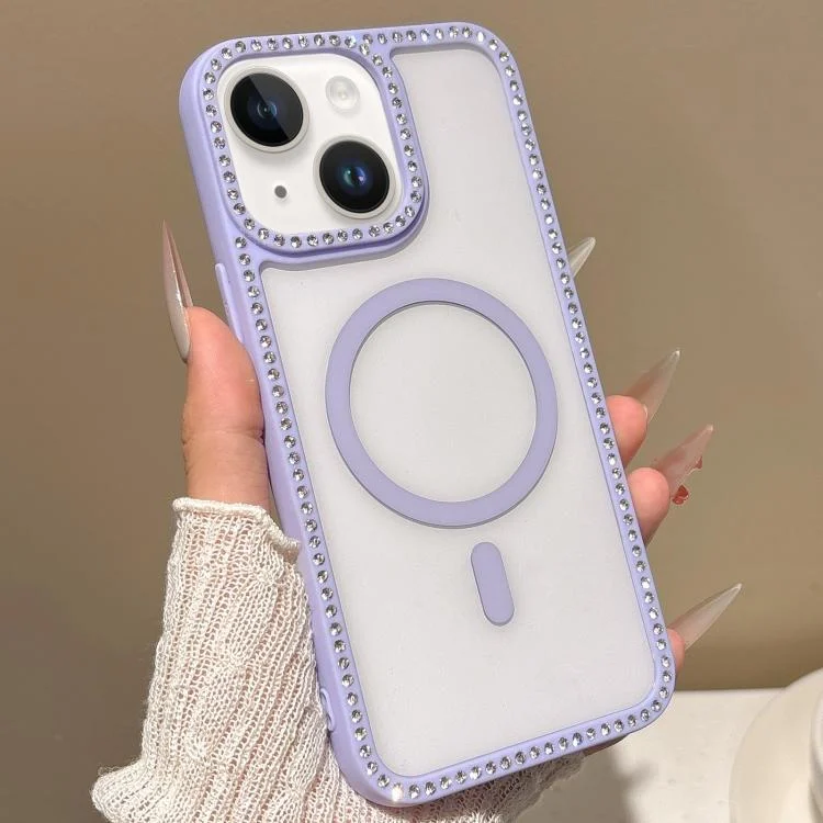 Large Lens Hole Rhinestone Frame MagSafe Phone Case, For iPhone 13 mini, For iPhone 12, For iPhone 12 Pro Max