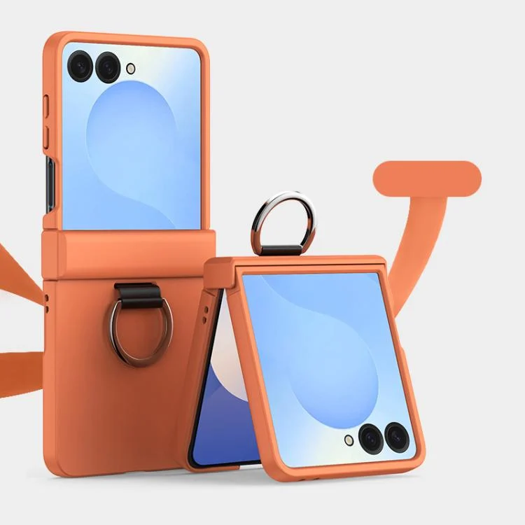 Three Parts PC Skin Feel Shockproof Phone Case with Ring, For Samsung Galaxy Z Flip7 5G