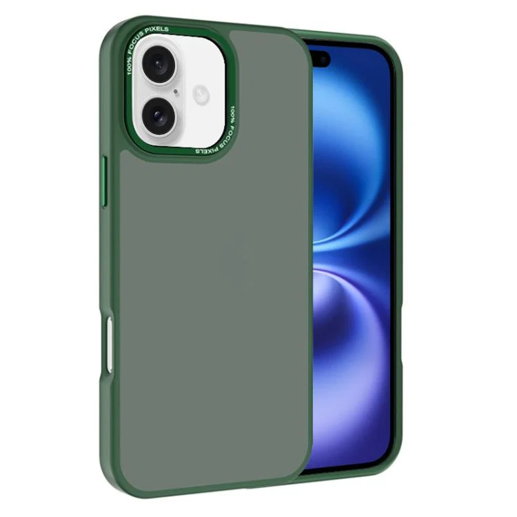 Kalebol Metal Lens Frame Frosted PC Phone Case, For iPhone 16 Plus, For iPhone 16