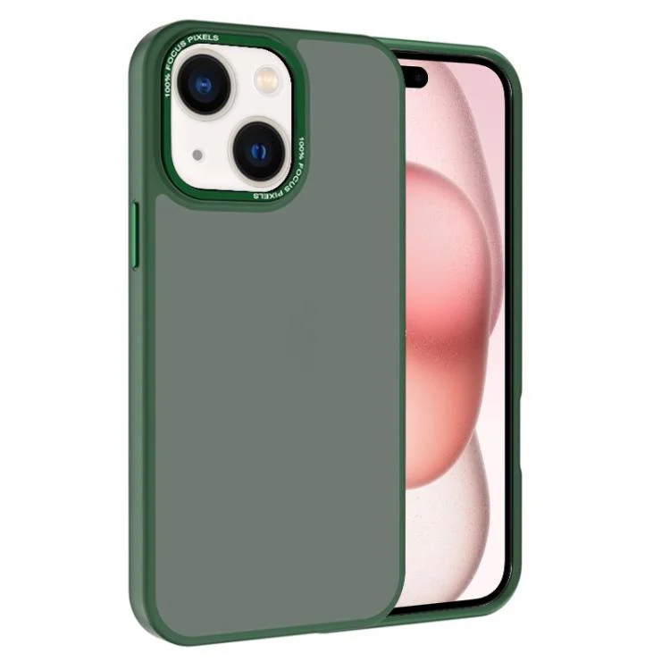 Kalebol Metal Lens Frame Frosted PC Phone Case, For iPhone 15 Plus, For iPhone 15