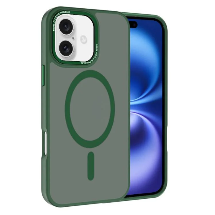 Kalebol Metal Lens Frame MagSafe Frosted PC Phone Case, For iPhone 16 Plus, For iPhone 16